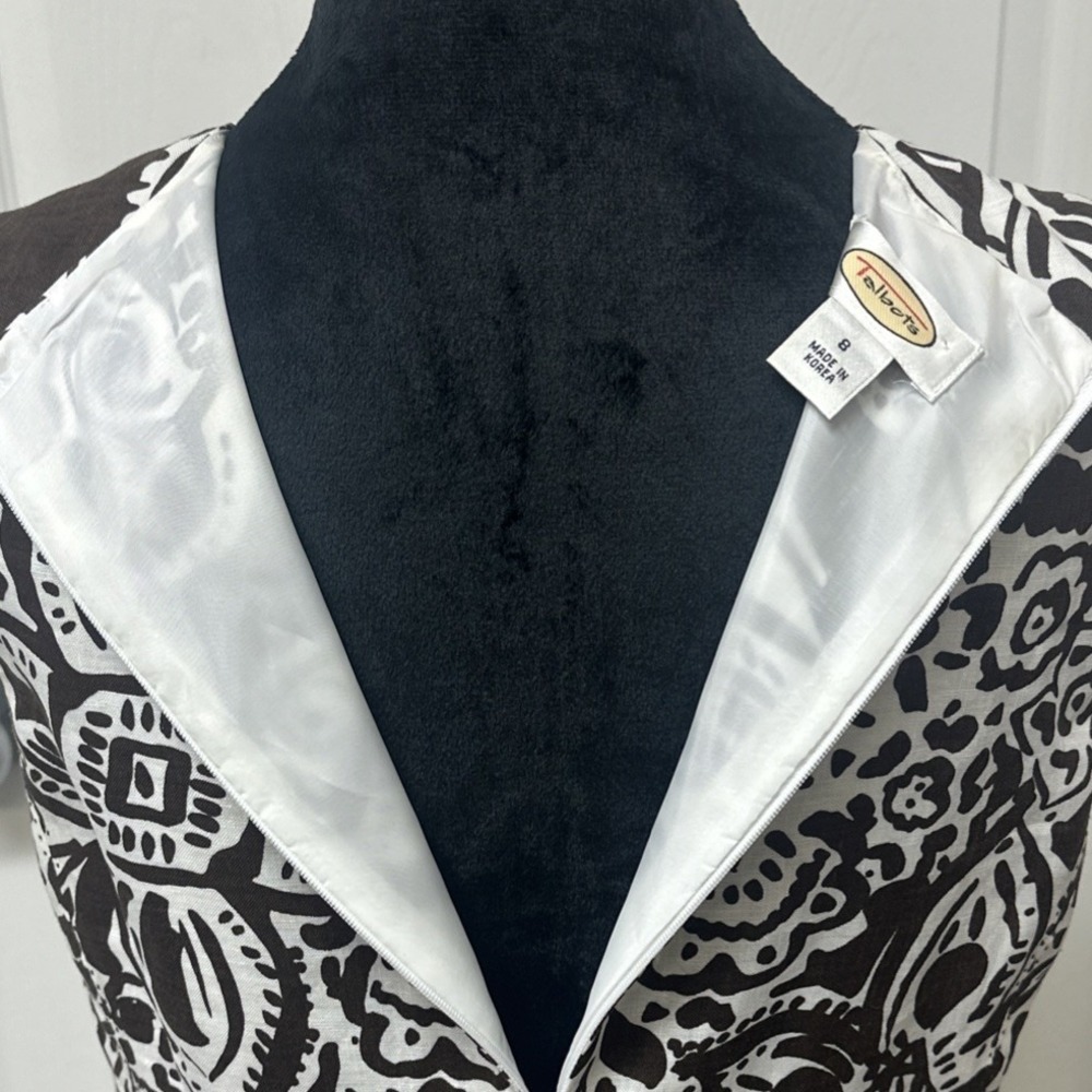 Talbots Midi Dress Women's Size 8 Paisley Sleeveless V Neck Brown White - Picture 8 of 10